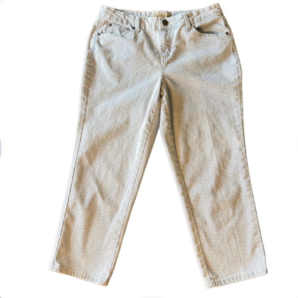 Earl Jeans Blue &‎ White Classic Striped Lightweight Cropped Pants Size 6